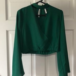 Zara, kelly green long-sleeve shirt